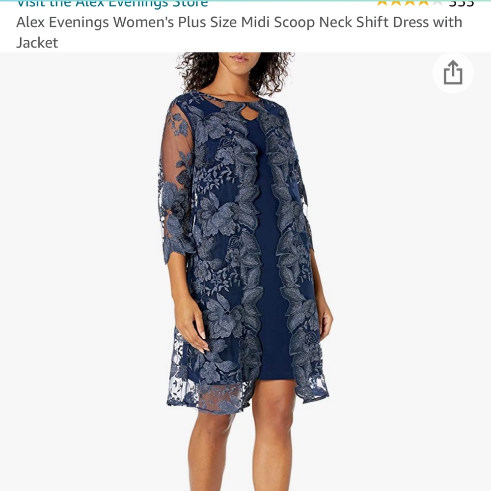 Alex Evenings women’s plus size midi Scoop Neck Shift Dress with Jacket
